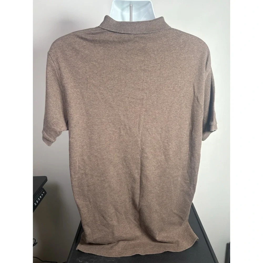 Polo Ralph Lauren Mens‎ Large Brown Heathered Short Sleeve Cotton Polo Shirt L